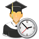 Icon eines Studenten mit Uhr