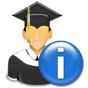 Icon eines Studenten mit Informationssymbol