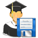 Icon eines Studenten mit Diskette