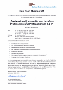 Professionell lehren für neu berufene Professoren und Professorinnen